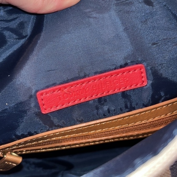 tommy Hilfiger blue linen-like shoulder bag coastal nautical western boho - Picture 11 of 16